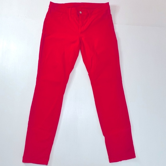 EUC Size 31 J Brand Skinny Leg Lipstick Pants Bright Red Skinny Pants 074 - Picture 1 of 11